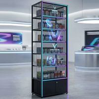 Vitrine de présentation de haute qualité pour le commerce de détail, présentoir mural en verre avec éclairage LED et écran numérique