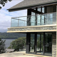 HIMOWAY Garde-corps en verre sans cadre de conception nouvelle, garde-corps en aluminium à montage supérieur, balustrade pour balcon, villa
