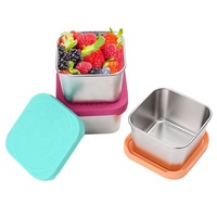 6oz En Acier Inoxydable Enfants Boîte À Lunch Étanche Alimentaire Salade Snack Conteneur Tremper Sauce Tasse avec Couvercles En Silicone