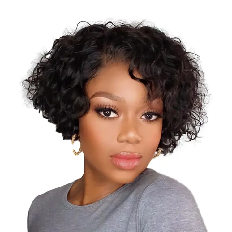2022 Hot Selling Pixie Cut Wig Human Hair Pixie Wig Curly Short For African American Lace Frontal Wig 100% Human Virgin Hair
