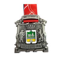 Médaille de finisseur personnalisée en alliage de zinc émaillé avec paillettes pour course de trail, marathon, course de 5 km