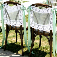 Vente en gros usine : Dentelle de dossier de chaise de mariage la plus vendue (impression par transfert thermique sur fil) pour la décoration de la table principale des mariés et les cartes de bienvenue