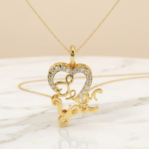 Pendentif en moissanite en forme de cœur doré avec inscription « Je t'aime » pour femme, cadeau romantique - Product Image 2