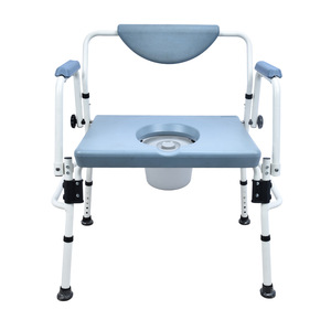 <b>Commode</b> Chair For Elderly Portable <b>Folding</b> Toilet Seat With Armrests And Backrest Home Use - Product Image 4
