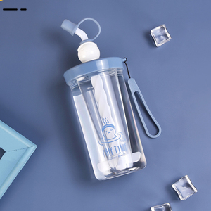 Wholesale Shaker Eco Friendly Spiral Stirring Animal Custom Clear Juice Tumbler Cups Plastic Water Bottles With Straw