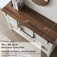 Table console de rangement en bois rustique pour entrée avec portes de grange coulissantes pour salon de couloir