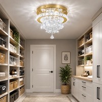 Lustre de plafond LED moderne de luxe en or et cristal, en acier inoxydable, avec variateur d'intensité et télécommande pour chambre, cuisine, salle à manger