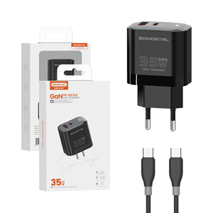 Caricabatterie rapido da viaggio Somostel Q107 PD 35W con spina EU/US per cellulari, con cavo dati TYPE-C USB, caricabatterie per cellulari. - Product Image 4