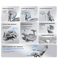 Chaise ergonomique adaptative à soutien lombaire |   Maille de dragon |   155 °   Recliner |   Accoudoir 6D |   Chaise de bureau avec soutien postural