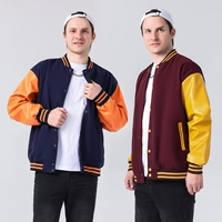 Vente en gros de vêtements d'extérieur de baseball pour hommes vestes universitaires Letterman couleur unie logo personnalisé