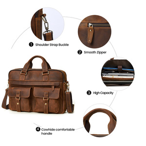 Dujiang Genuine Leather Men's Business <b>Briefcase</b> 17 Inch Multi Functional Bag For Business Travel - Product Image 4