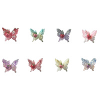 Pendentif Papillon Fraise Lumineux Scintillant Double Couche en Résine 3x3.7cm Qijun pour Bijoux DIY