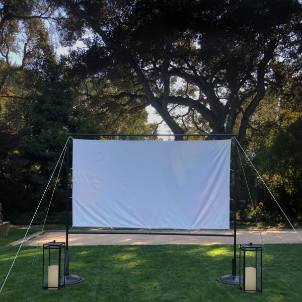 Customized outdoor movie screen steel frame with polyester screen garden movie screen