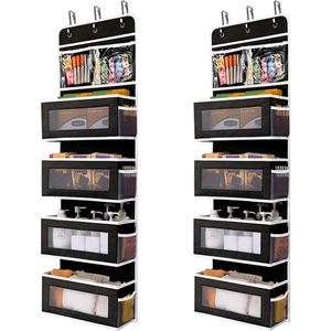 Wholesale Black 5-Shelf Over Door <b>Organization</b> <b>Storage</b> Hanging Closet Organizers With Side Pocket - Product Image 1