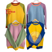 Sweat-shirts unisexes à col rond bicolores, style streetwear, en coton molletonné, doublure épaisse, broderie 3D, impression sérigraphique, effet délavé