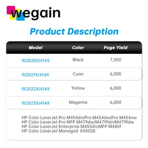 Wegain Color Toner Cartridge With Chip 415A 415X 416A 416X Compatible HP M454dn M479dw Used For Toner Cartridge 415A /X 416A/X