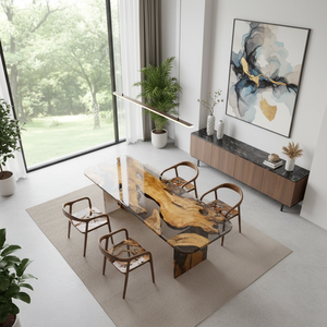 Hot-sales Resin Epoxy Acacia Wood Rectangle Modern Clear River Dining Tabletop Office <b>Table</b> - Product Image 3