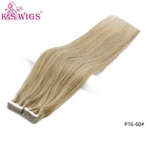 KSWIGS Extensions de cheveux humains vierges de luxe à bandes adhésives invisibles, cuticules alignées, trame en PU invisible, double épaisseur, pointes douces et épaisses - Product Image 1