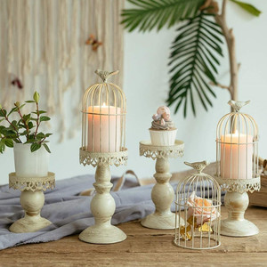 Rétro <span class=keywords><strong>Cage</strong></span> <span class=keywords><strong>À</strong></span> <span class=keywords><strong>Oiseaux</strong></span> Chandelier Vieux Fer De Mariage Romantique Américain Table Aux Chandelles Dîner Décorations Chandelier Ornements - Product Image 3