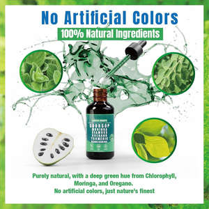 Gocce Liquide di Soursop Bitters 10 in 1 con Muschio Marino, <span class=keywords><strong>Moringa</strong></span>, Curcuma, Olio di Semi Neri, Origano, Ashwagandha, Integratore per il Supporto Immunitario 60ml - Product Image 2