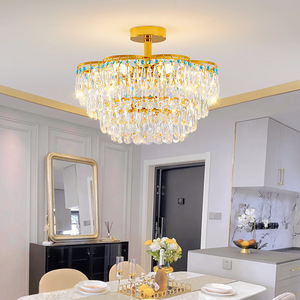 Lámpara de Araña Moderna de Cristal, Redonda, E27 LED, para Sala de Estar o Dormitorio, Estilo Villa de Alta Gama - Product Image 3