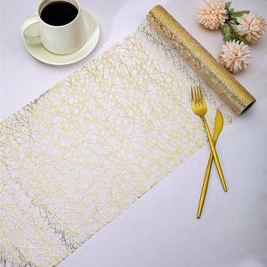 Microstar 28*500cm or estampage <span class=keywords><strong>Net</strong></span> gaze soie Polyestar chemin de Table anniversaire fête de mariage décoration nappe décorative - Product Image 5