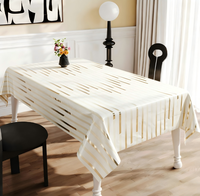 Nappe en PU rayée or blanc, imperméable, anti-taches, lavable, en vinyle, taille personnalisée pour la maison, l'hôtel, les mariages, les banquets, la décoration