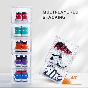 <b>Clear</b> PP Transparent Sneaker Crate Display Drop Front <b>Shoe</b> Storage <b>Box</b> Single Tier Kraft UV Magnetic Stackable <b>Shoe</b> Packaging - Product Image 2