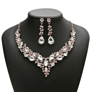 <span class=keywords><strong>Set</strong></span> Perhiasan Pengantin Wanita Asia, Berlian Imitasi India Selatan, Kalung Lapis Emas Elegan untuk Pernikahan - Product Image 6