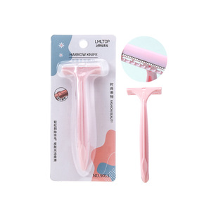 Maquinilla de afeitar en forma de T LMLTOP con hoja de acero inoxidable para depilación de axilas y piernas, color rosa 9011 - Product Image 1