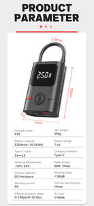 Bomba de compresor de aire para coche <span class=keywords><strong>Xiaomi</strong></span> K25, accesorios para coche, 4 en 1 <span class=keywords><strong>Inflador</strong></span> de neumáticos, bomba de inflado de neumáticos de 10 bares, <span class=keywords><strong>inflador</strong></span> de neumáticos de coche de 12V - Product Image 6
