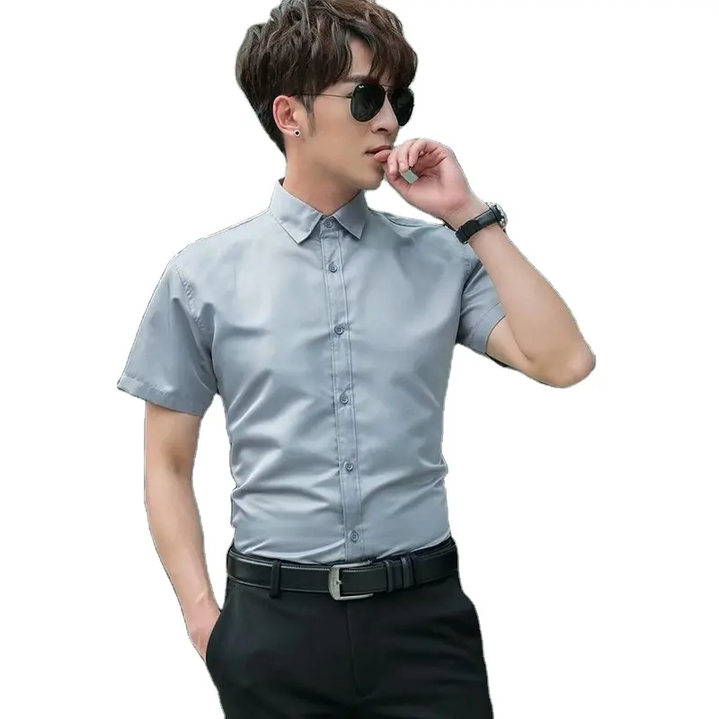 latest casual plain mens shirts short sleeve button down shirts safety shirt for men's