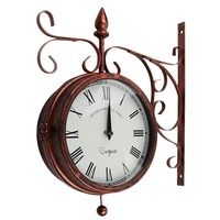 Horloge murale ronde mécanique rétro de style européen, créative, pour salon, en fer, artisanat domestique, personnalisable