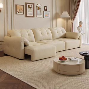 <span class=keywords><strong>Canapé</strong></span> fonctionnel électrique rétractable haut de gamme de style crème en velours <span class=keywords><strong>Canapé</strong></span> fonctionnel droit en velours extensible bon marché pour salon - Product Image 1