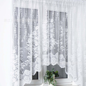 Wenxiang Lace Curtains White Gauze Wave Fold Breathable Rod Installation Bay <b>Window</b> Floor To Ceiling - Product Image 3