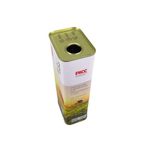 Récipient d'emballage de liquide en métal 2L Boîte en fer blanc d'huile Tuyau soudé avec couture Bidon d'huile d'olive avec couvercle Boîte en métal peint