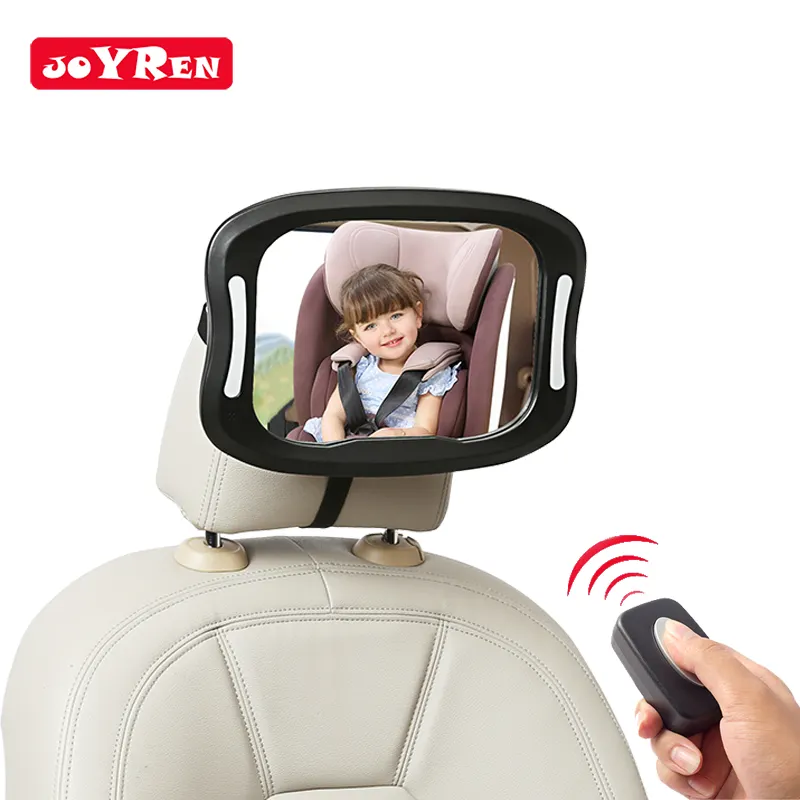 Baby Car Mirror with Remote Control Soft Led Light Shatter-Proof Acrylic Baby Mirror for Car Easily Observe Baby's Every Move