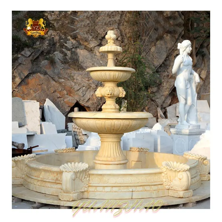 Sculture in pietra naturale da giardino all'aperto fontana antica a cascata a strati grande fontana in marmo in vendita