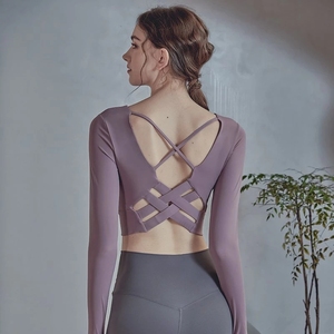 T-<span class=keywords><strong>shirt</strong></span> rembourré à manches longues pour femmes, vêtement Sexy de Yoga, de <span class=keywords><strong>sport</strong></span>, d'entraînement, de Gym et de Fitness, solide et durable - Product Image 1