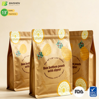 Sachet de café personnalisé imprimé en héliogravure, à fond plat, avec valve unidirectionnelle, pour sucre, nouilles, aliments pour animaux, sushi, qualité alimentaire, fermeture éclair supérieure