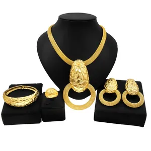 Yulaili conjunto de joias, fabricante de joias, colar banhado a ouro, pulseira, presente de moda italiana, banhado a ouro, para casamento, feminino 2022