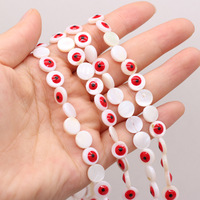 Perles rondes en coquillage d'eau douce naturel, à trou droit, pour la fabrication de colliers, bracelets et bijoux faits à la main