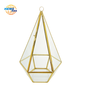 Geometric Stained <strong>Glass</strong> <strong>Vase</strong> Terrarium air Hanging Plant Succulent Globe Terrarium Lighted Copper <strong>Rectangle</strong> - Product Image 1