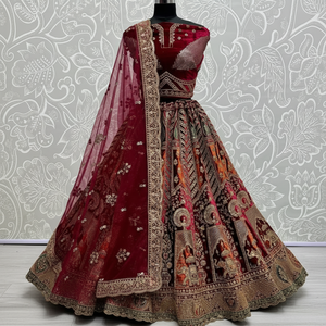 Lehenga choli ที่สวยงามพร้อมลาย gajraj งานปักและงานออกแบบ - Product Image 1