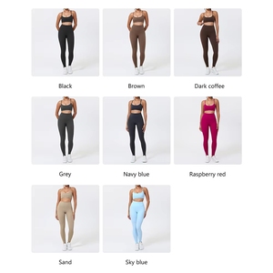 Ensembles de fitness 2 pièces pour femmes, vente en gros, comprenant un soutien-gorge de sport push-up dos nu et un legging taille haute, pour le yoga et la gym - Product Image 6