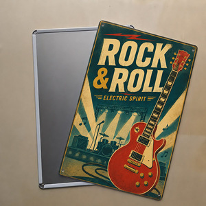 Plaque en métal vintage style <span class=keywords><strong>rock</strong></span>, décoration murale rustique pour café, bar, scène <span class=keywords><strong>de</strong></span> <span class=keywords><strong>groupe</strong></span>, avec guitare et style rétro - Product Image 2