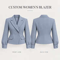 Blazer court personnalisé pour femme à revers cranté, manches longues, poignets boutonnés, couleur unie, idéal pour tenue de bureau ou décontractée
