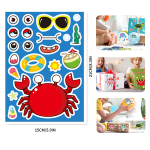 Tùy Chỉnh In Ấn Dán Làm Cho Một Khuôn Mặt Sticker Tấm Cho Trẻ Em Trẻ Em Tự Làm Cho Riêng Bạn Phim Hoạt Hình Đại Dương Động Vật Câu Đố Dán - Product Image 3
