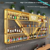 Porte-vin mural en fer forgé de style industriel avec support d'affichage multifonctionnel pour meubles de maison, capacité de 30 à 39 bouteilles