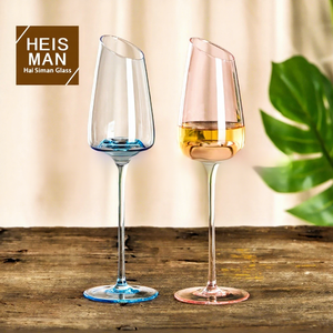 High-End Modern Handgesneden Roze Rode Wijnglas Met Schuine Bodem Champagneglas Kristalglas Eendelige Huwelijksgeschenken - Product Image 3